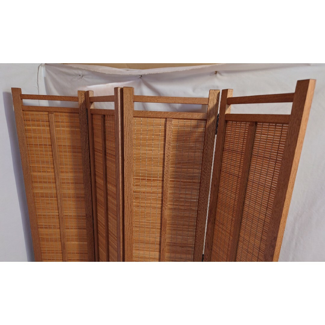 専用ページ特価価格4連パーテーション全て天然杢楢無垢材使用自然