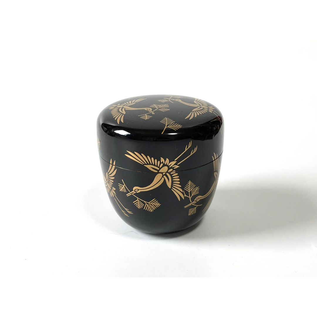 漆芸 漆塗 塗師 畑幸春 松食鶴 松喰鶴 蒔絵 棗 なつめ 共箱 【公式通販】