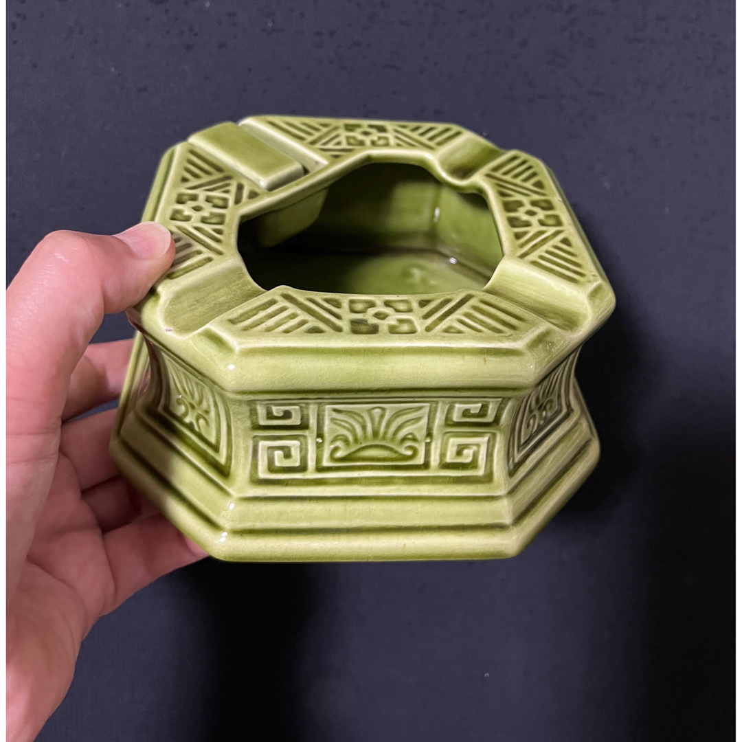 マッチ立て付き灰皿 緑系 四角 昭和初期 レトロの通販 by さくま's