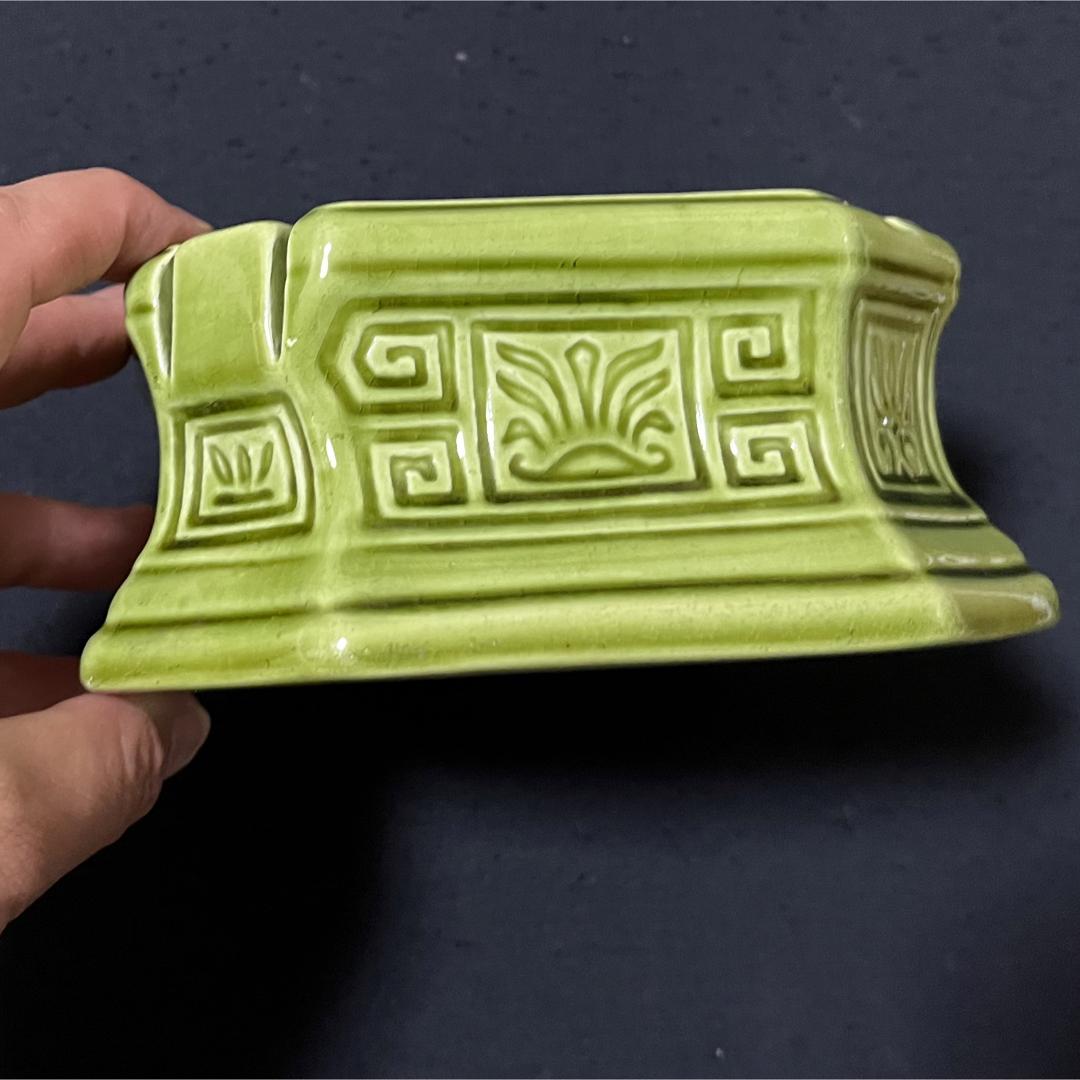 マッチ立て付き灰皿 緑系 四角 昭和初期 レトロの通販 by さくま's