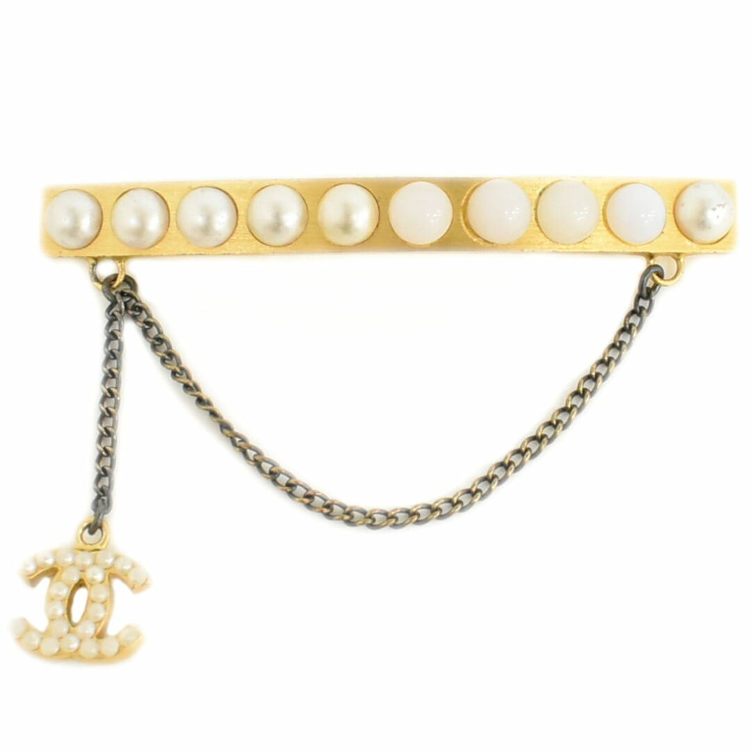 本物 シャネル CHANEL ココマーク フェイクパール ブローチ GP