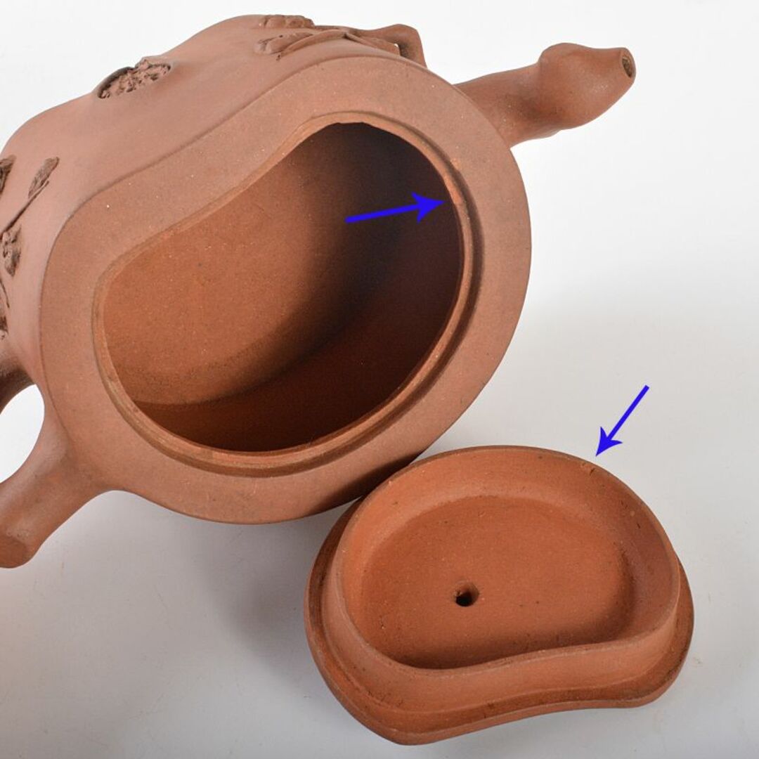 ショップ 中国 宣興紫砂 朱泥 刻梅文 急須 茶壷 Y R6553