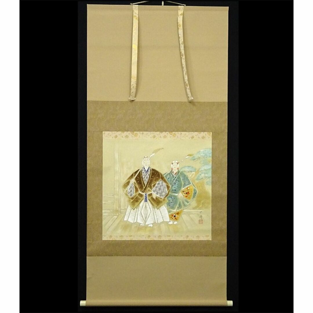 掛軸 釣鐘弁慶 大津絵 紙本 箱付 掛軸 釣鐘弁慶 大津絵 紙本 箱付 楽天