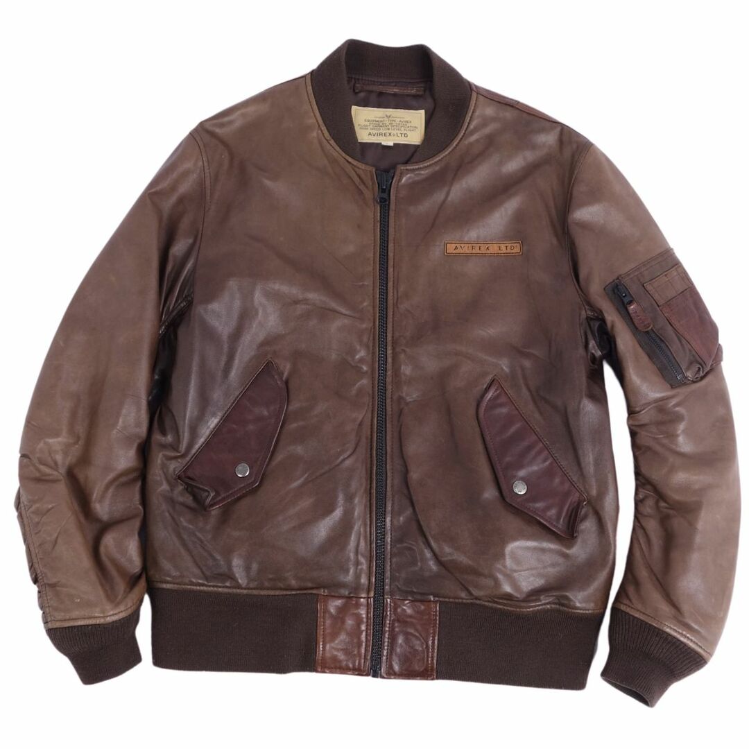 アヴィレックス ラムレザージップアップジャケット ブラウン 6171036 XL