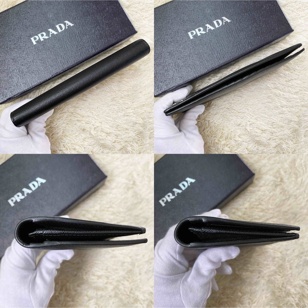 極美品✨新型RFID搭載 PRADA サフィアーノ 二つ折り 財布 ブラック 黒