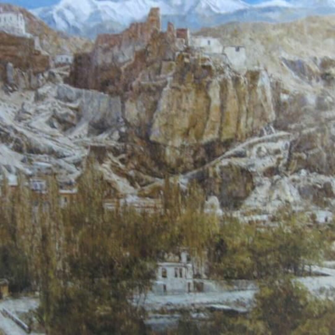 嶋津俊則、【バスゴーの城跡と僧院】、希少な画集画、新品高級額・額装付