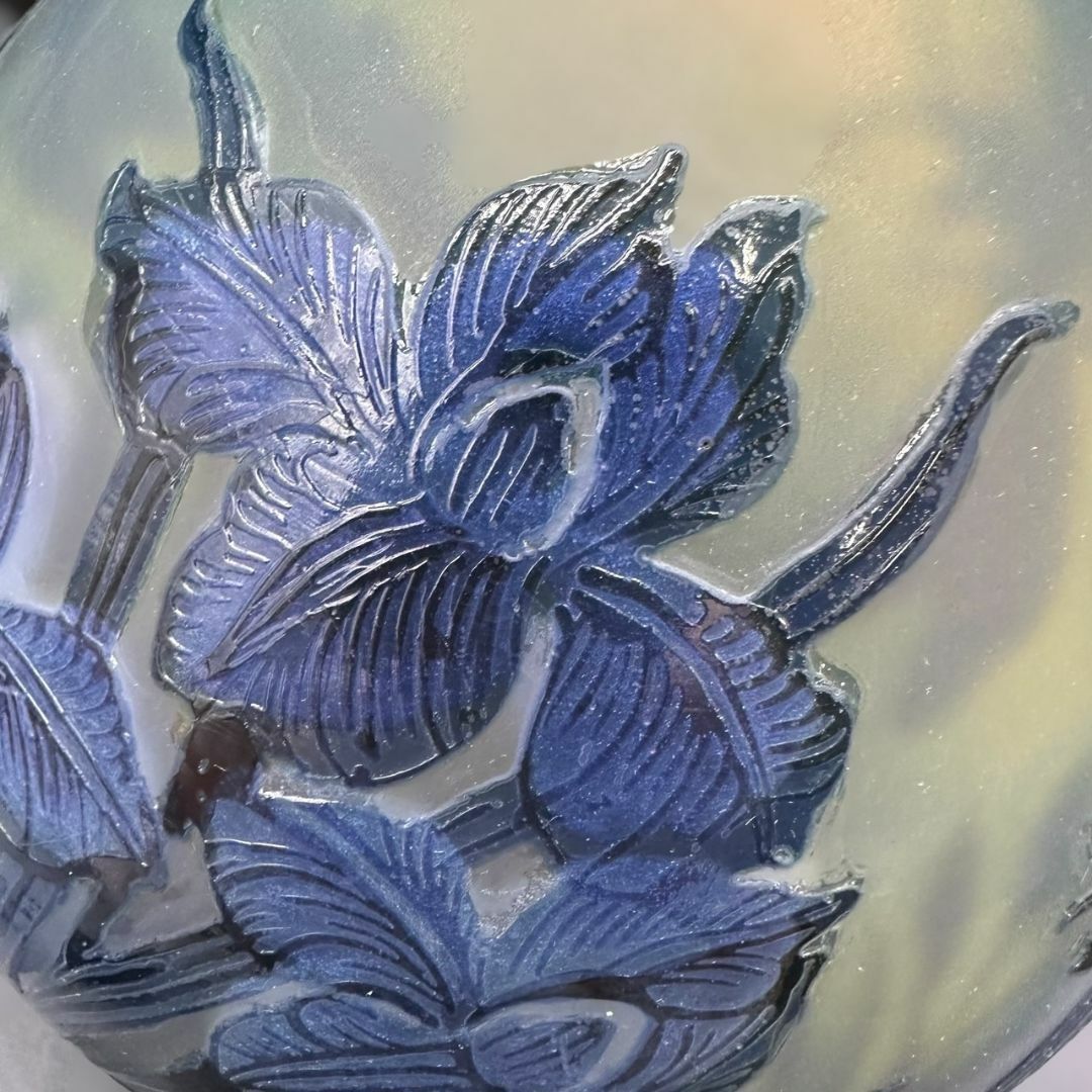 証明書】 エミールガレ 芥子紋 花瓶 技法スフレ 被せガラス 高さ28cm