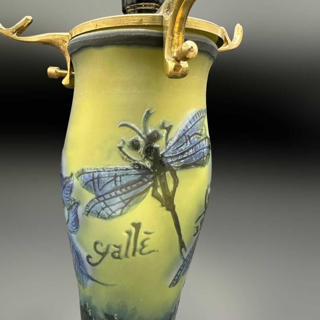 証明書】 エミールガレ 花瓶 カメオ彫り 被せガラス 高さ19cm 証明書