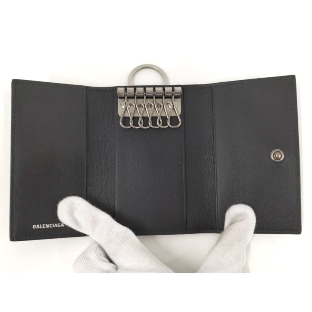 美品】バレンシアガ キーケース 6連 レザー BB柄 ゴールドロゴ