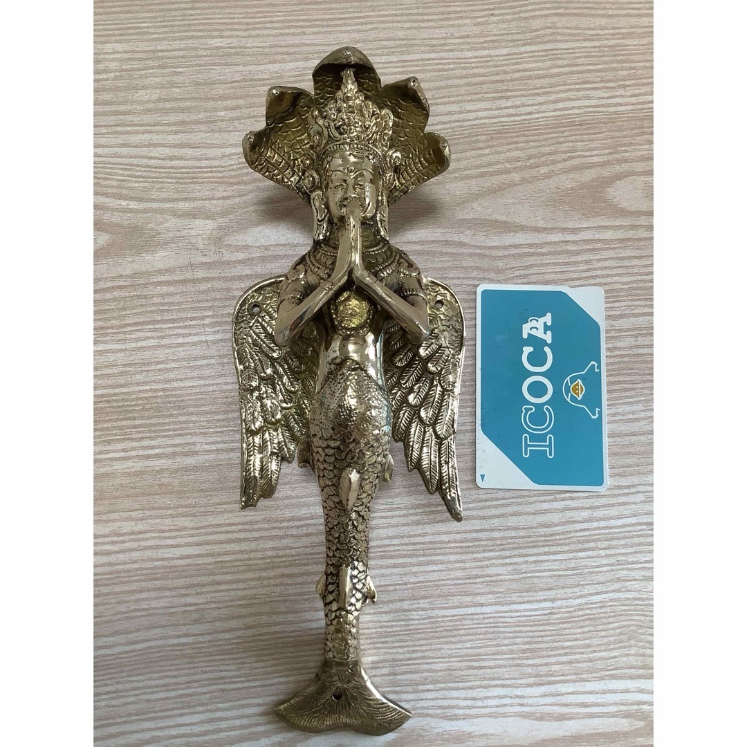 ヒンドゥー教 新品 》 ドアハンドル ナーガ 女神 真鍮 24.5cm C