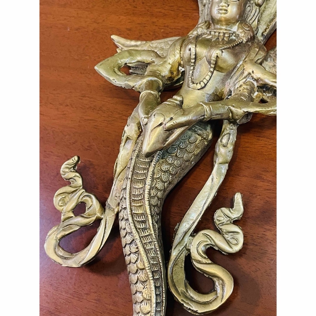 新品 送料無料 壁掛け ヒンドゥー教 ナーガ 女神 蛇神 約34.5㌢⑤の