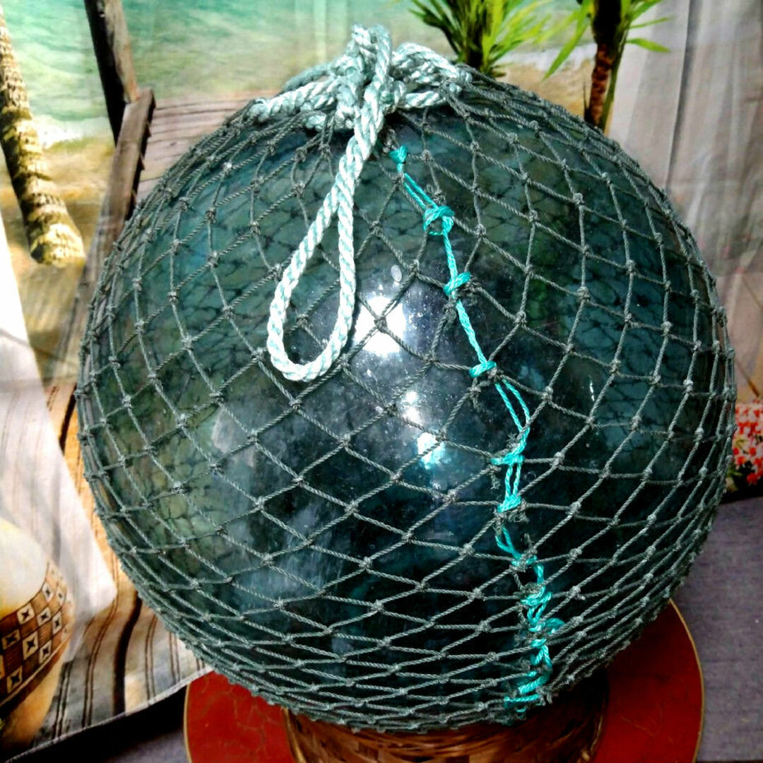 ヴィンテージ 特大 大きな ガラス球 浮ガラス オブジェ 緑色 球形