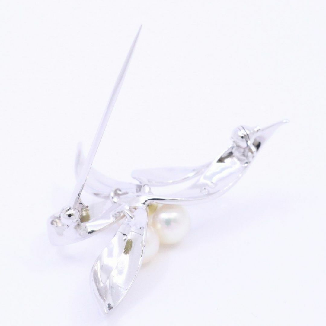 MIKIMOTO ミキモト フラワーモチーフ ブローチ シルバー/パール3粒