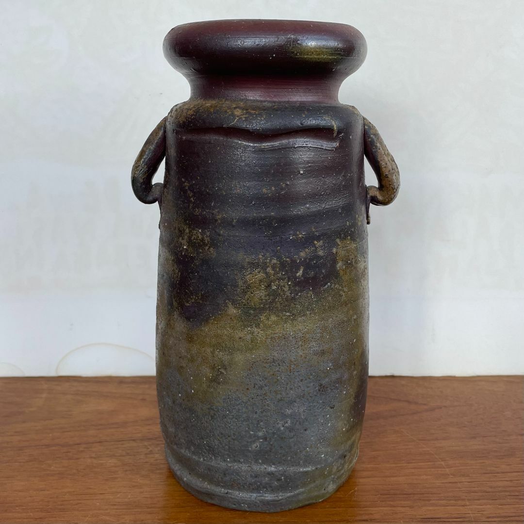 備前焼 備前焼 クリストファー・レイヴェンホール 耳付花入 花瓶 共箱