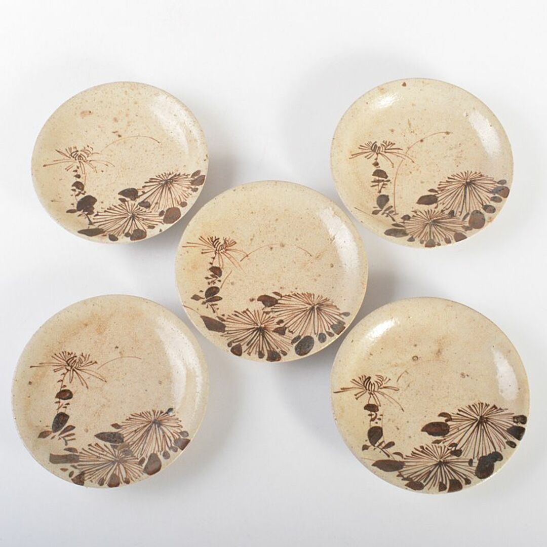 絵瀬戸 古瀬戸 菊文 小皿 豆皿 5客 時代箱 D R6765 【公式通販】