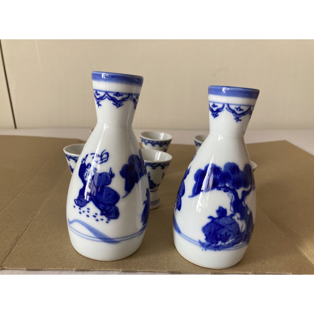 南京染付唐子徳利 南京染付唐子徳利