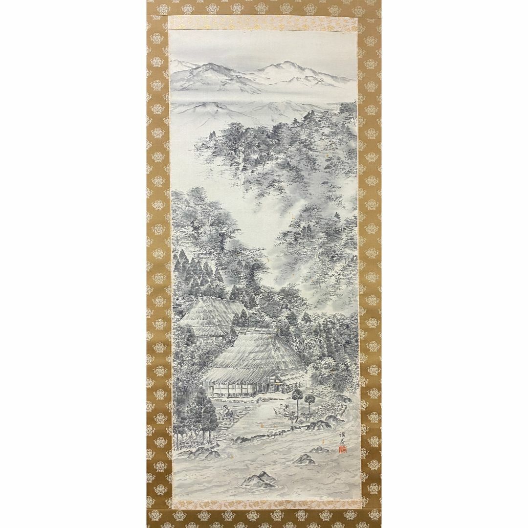 山水124 作者不詳/蓬莱山図/山水図/祝事山水図/掛軸/名家伝来/