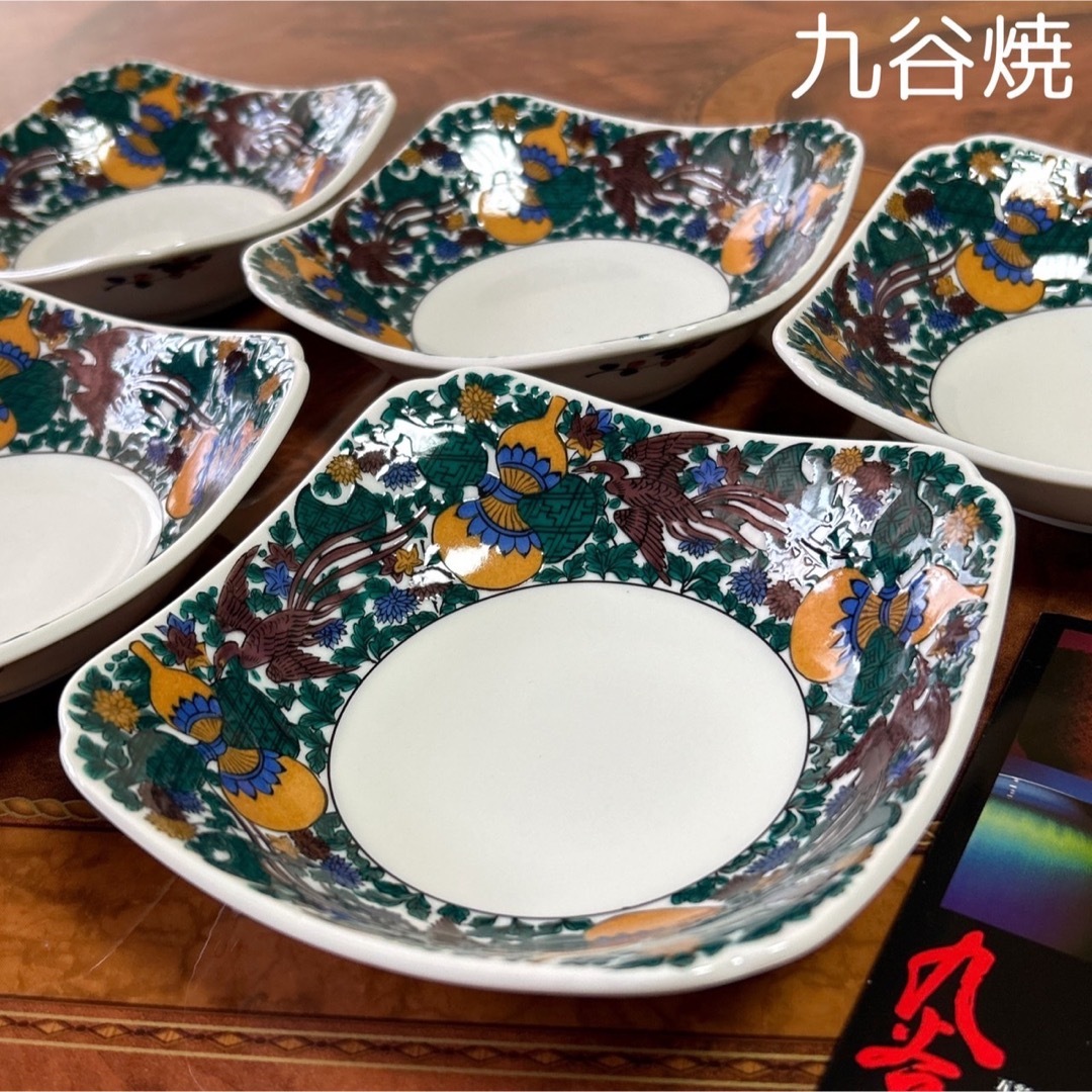 色絵角皿+猪口5客