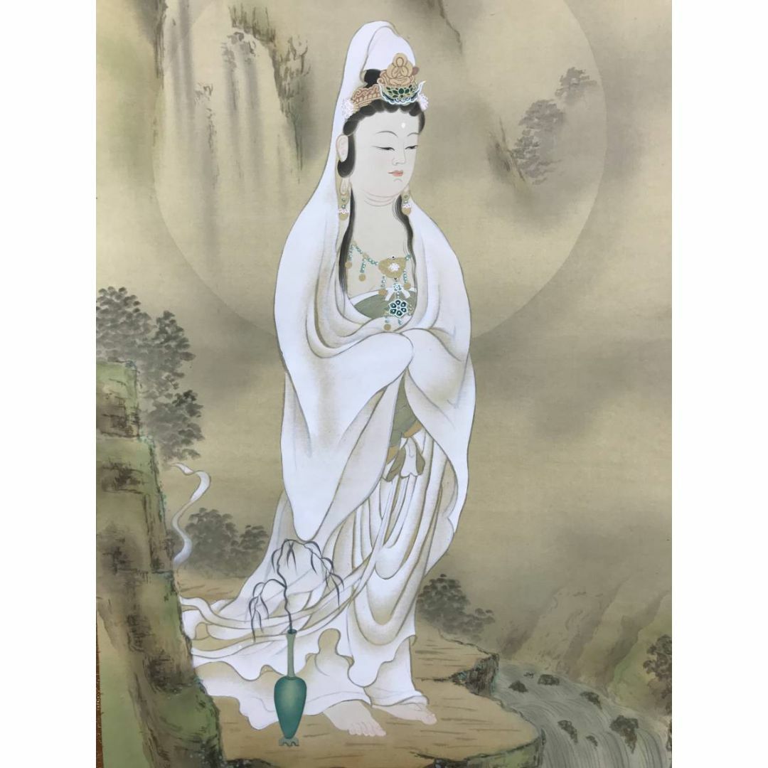 真作】高杉晋作/白衣大士像図/岩上観音図/掛軸☆宝船☆Y-895JM