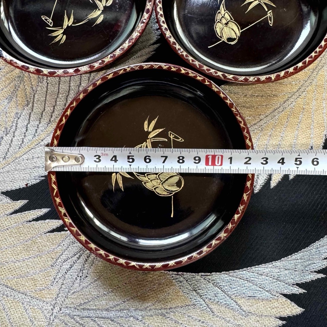 漆器 輪島塗 沈金 金蒔絵 木製 皿 10客 時代物