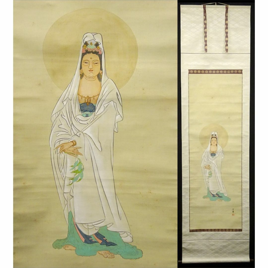 骨董品仏画絹本掛軸肉筆美術品サイズ30*77cm