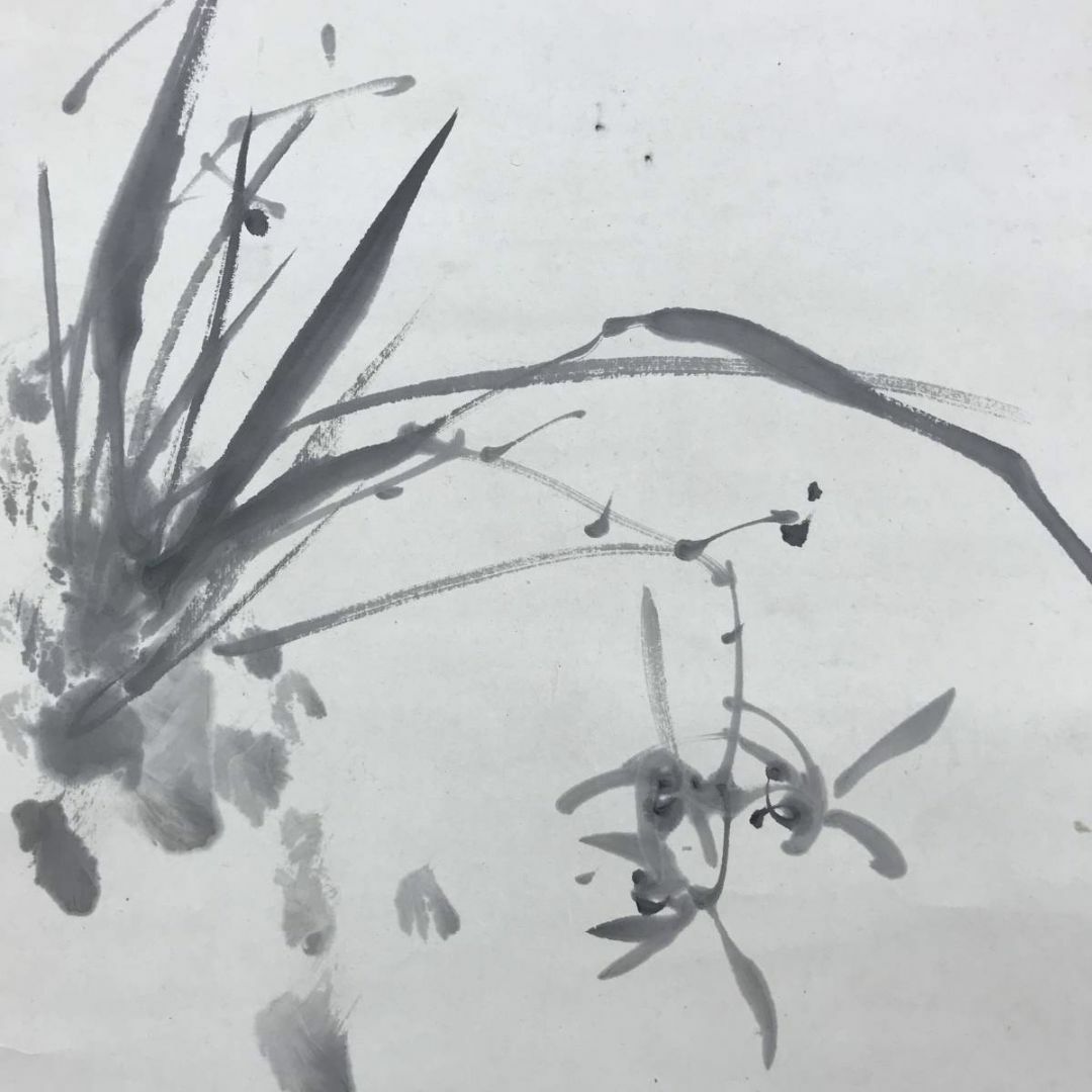 真作/滝和亭/秋蘭図/ラン図/花図/花鳥図/掛軸☆