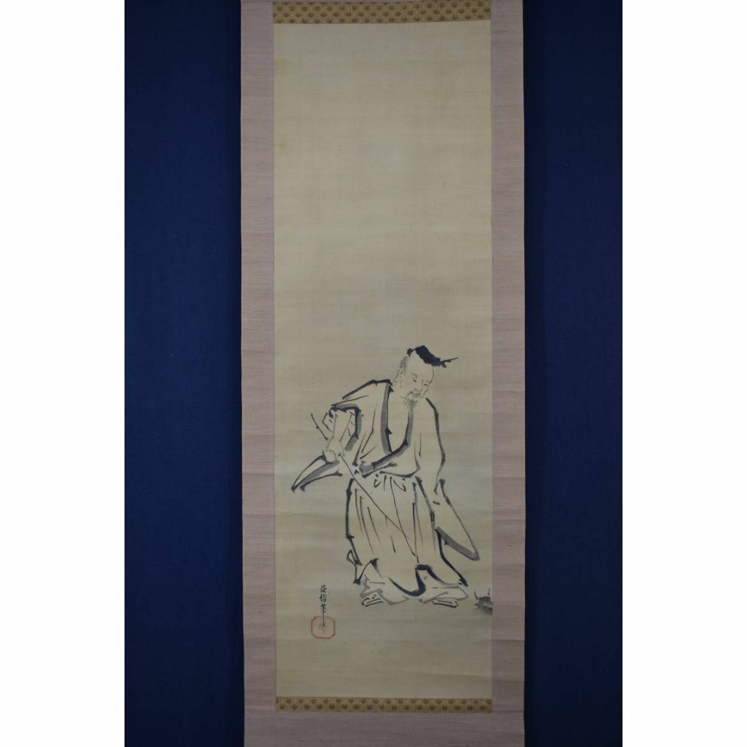 真作/狩野益信/人物羊之図/二十四考の内/掛軸