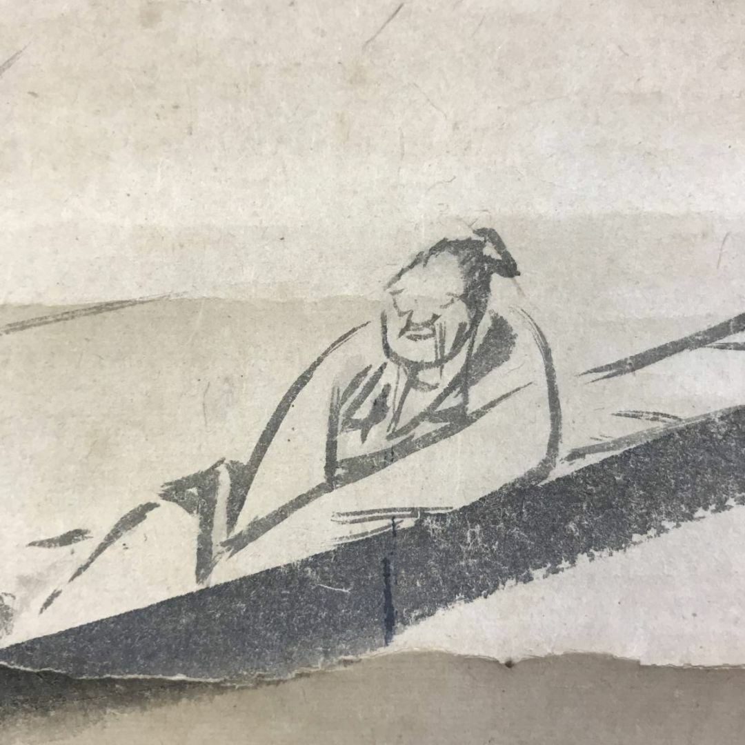 作者不詳/舟人物画賛/掛軸山水図/横物/掛軸☆宝船☆AE-426