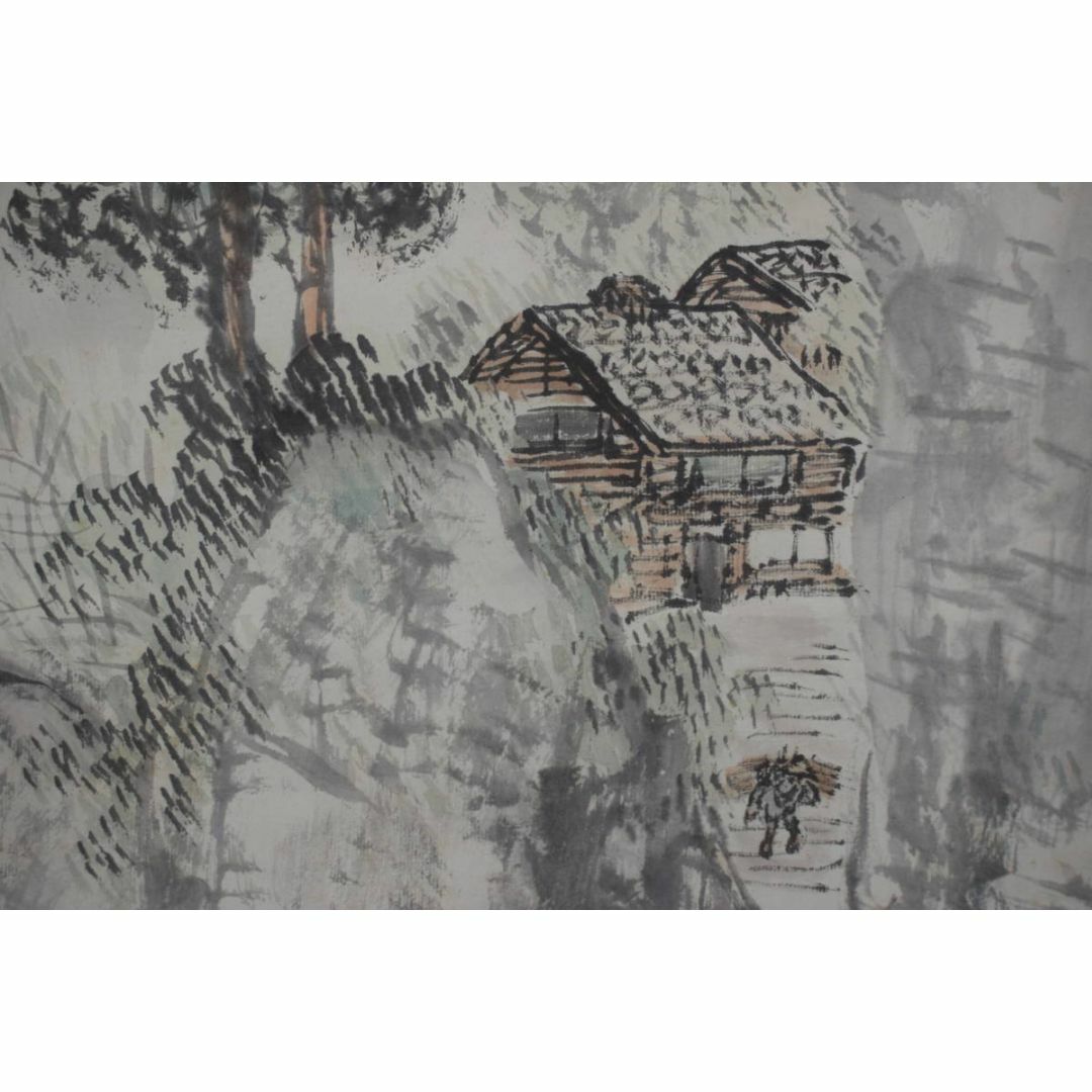 真作/山田敬中/新山帰想図/山水人物図/掛軸☆宝船☆