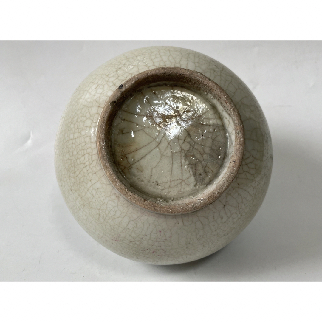 骨董アンティーク李朝染付草花文様丸壺壺花入韓国骨董朝鮮古美術