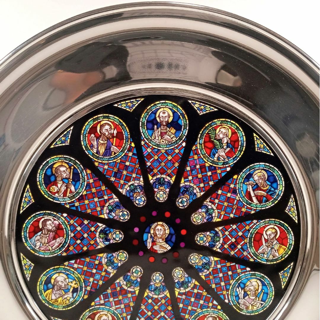 アメリカ ステンドグラス 中世風 教会風 花文様バラ窓グラス