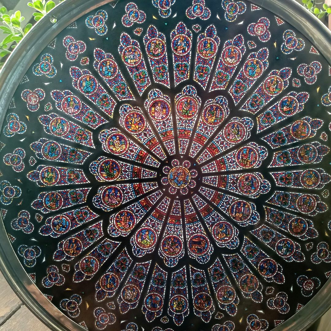 大判ノートルダム大聖堂(パリ)ステンドグラス 北のバラ窓 グラス