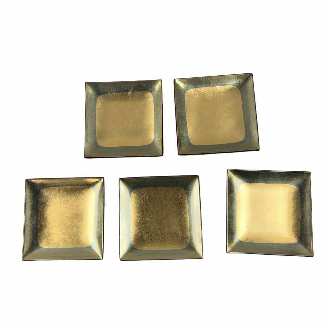 箔一 ハクイチ 銘々皿 五枚セット 金箔 金沢箔 小皿 手打ち金箔 古代箔