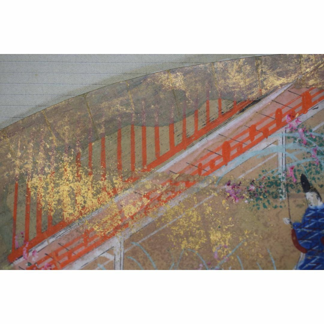 作者不詳/扇面人物図/土佐絵/掛軸☆宝船☆Z-187