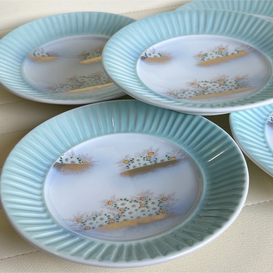 1704 深川製磁 花型皿 5客 金彩 1704 深川製磁 花型皿 5客 金彩 1704