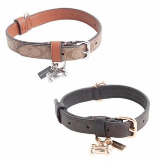 未使用 コーチ COACH レザー 革 ペット 首輪 猫輪 小型犬用 中型犬 黒