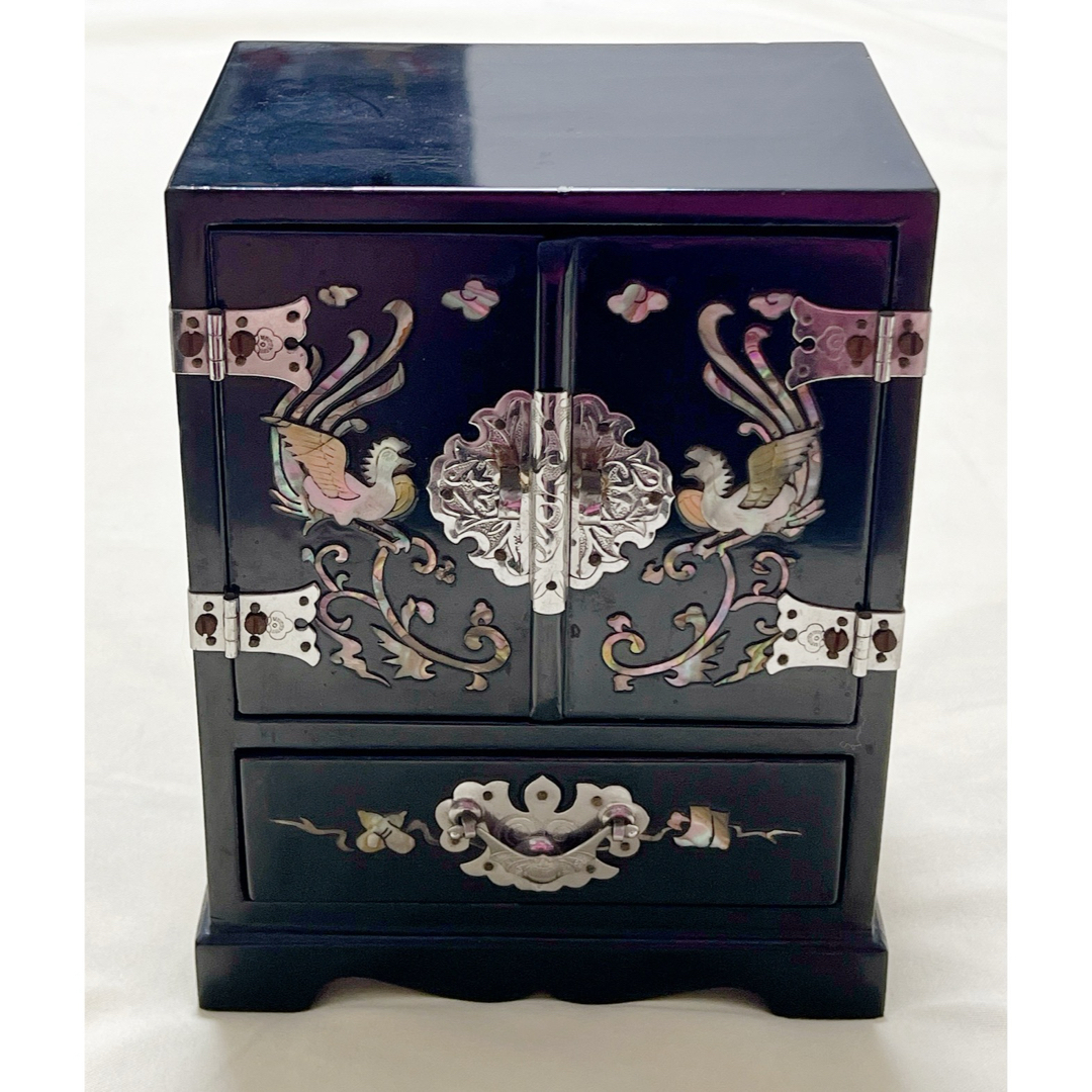 韓国伝統工芸 螺鈿細工 鳳凰柄 引出付宝石箱 ジュエリ－ボックス 小物