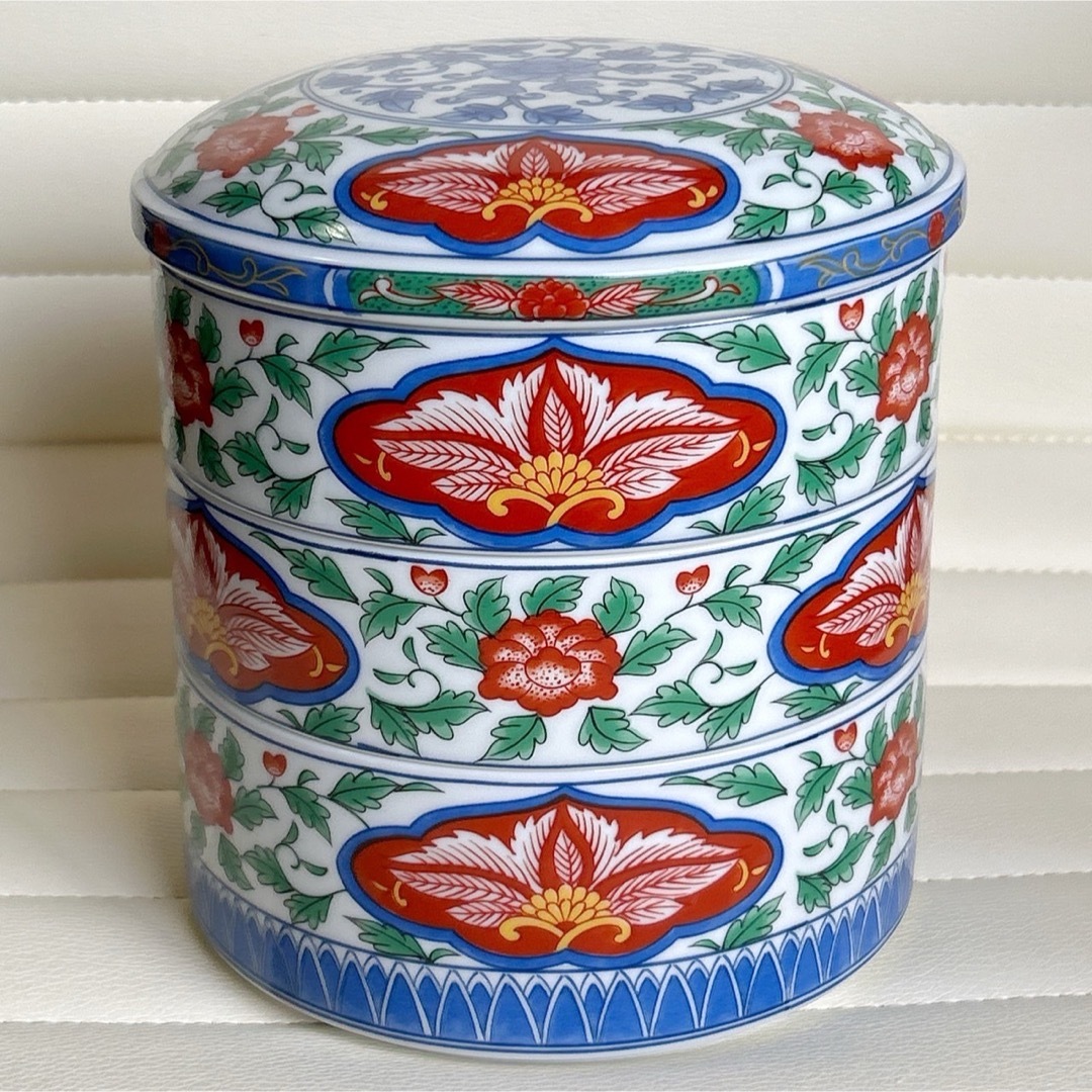 蓋物□中国陶磁器人物色絵合子 茶入 桃松 唐人 蓋鉢 丸筒鉢