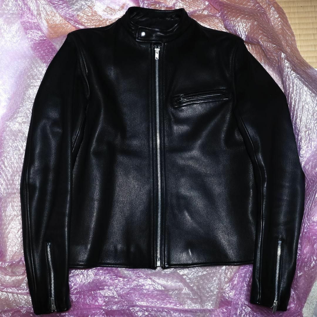 Scye シングルライダースジャケット サイ 黒 ブラック 山羊革 ゴートスキン