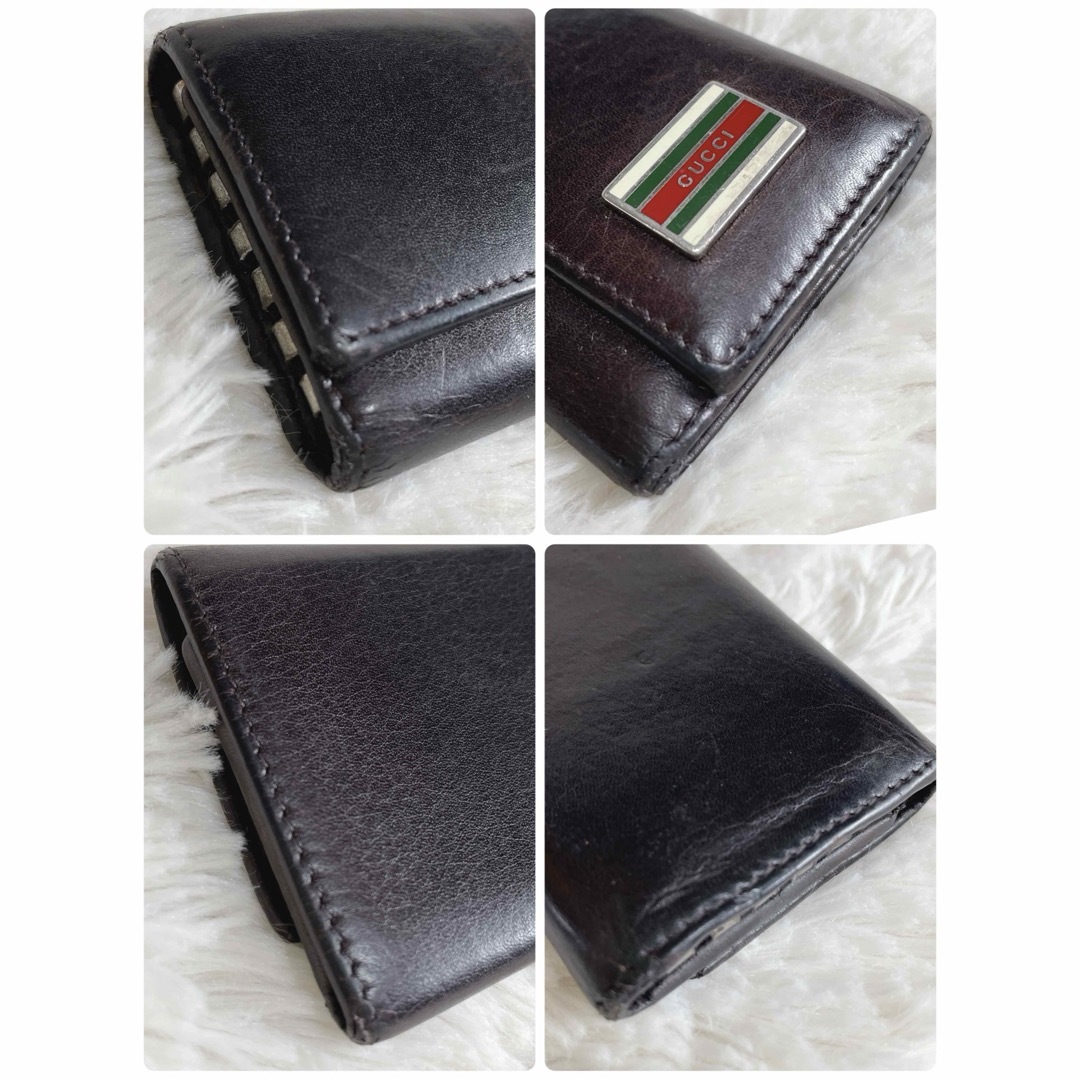 箱付き】GUCCI キーケース シェリーライン ロゴ 6連 レザー 黒 【公式