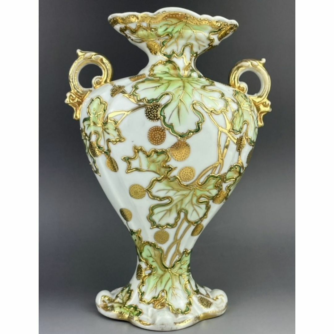 北大路魯山人作 絵織部 花入 共箱 M R8609