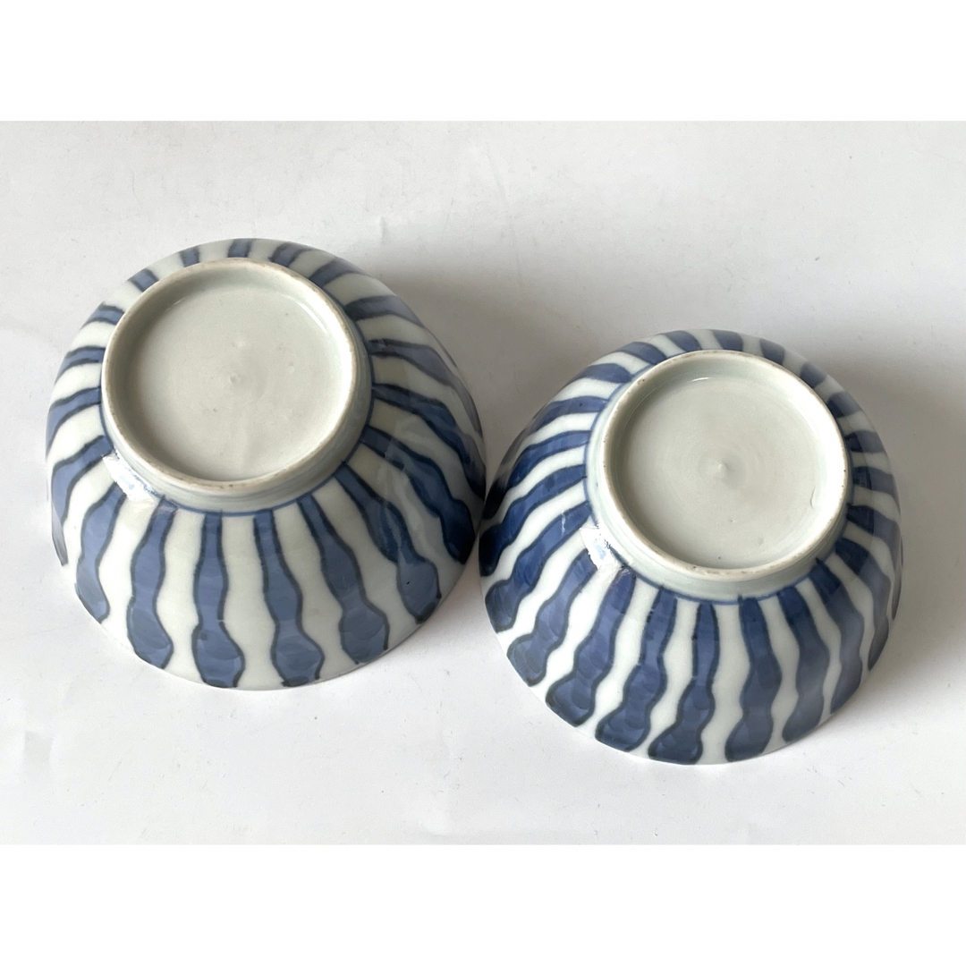 骨董 アンティーク 古伊万里 染付 立涌文様 縞模様 蕎麦猪口 カップ