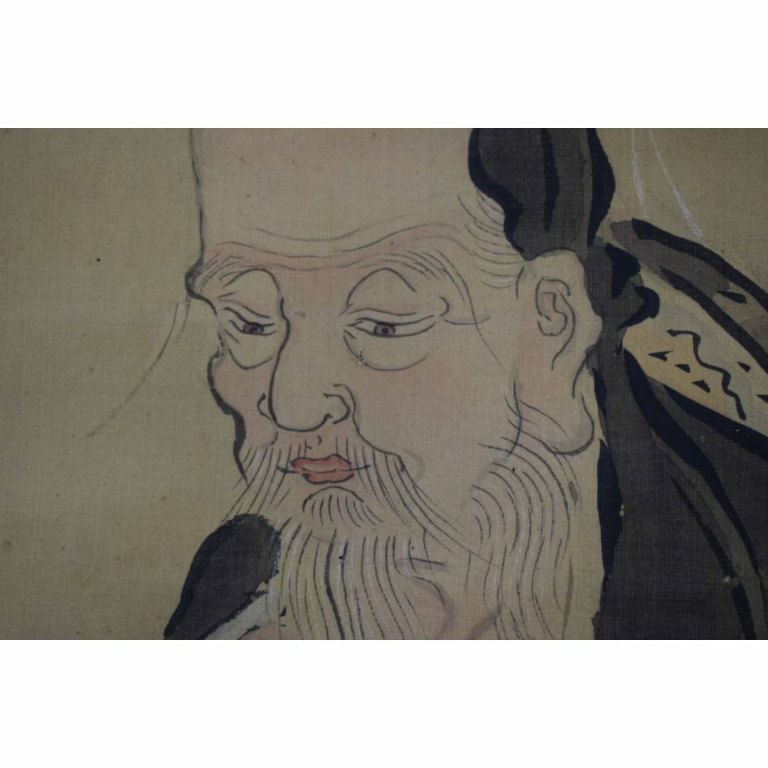 真作/狩野元仙/寿老人図/七福神の一人/掛軸☆宝船☆Z-75