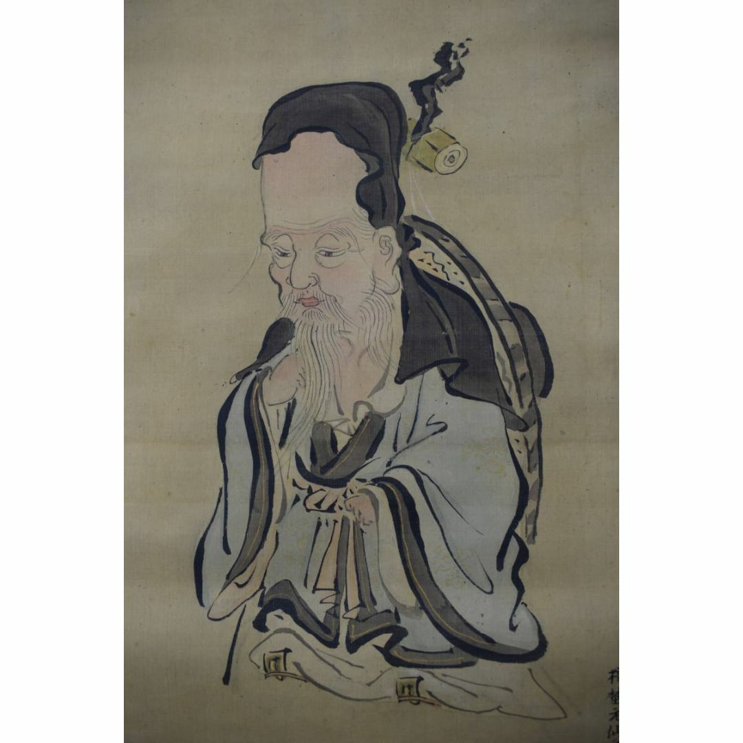 真作/狩野元仙/寿老人図/七福神の一人/掛軸☆宝船☆Z-75