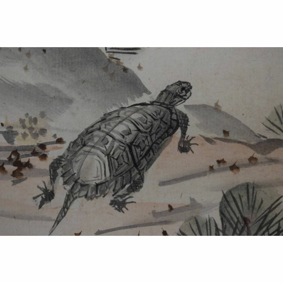 作者不詳/若松鶴亀図/掛軸☆宝船☆Z-130