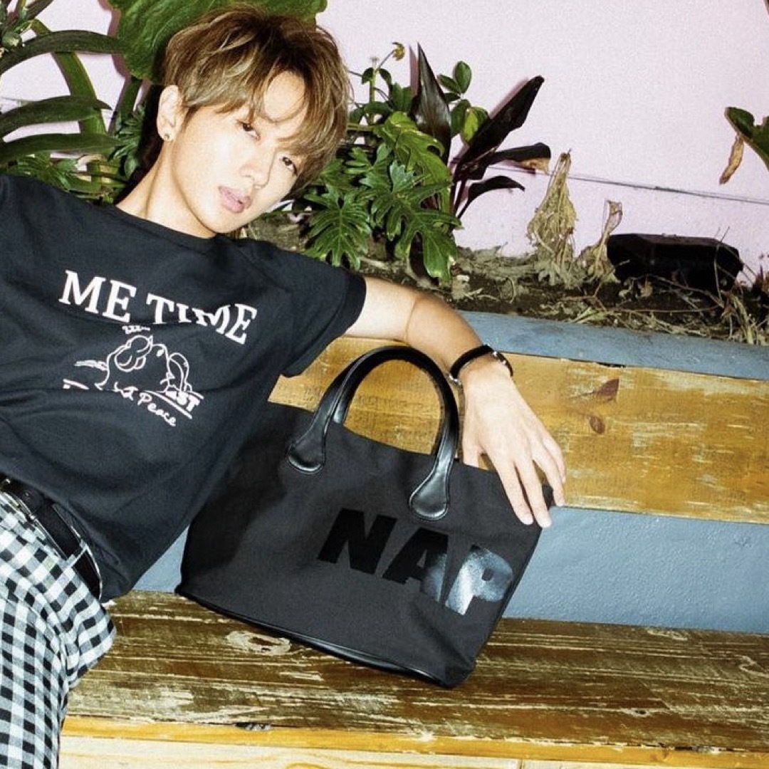 naptime トートバッグ Nissy NAPTIME ニットトートバッグ 黒白文字