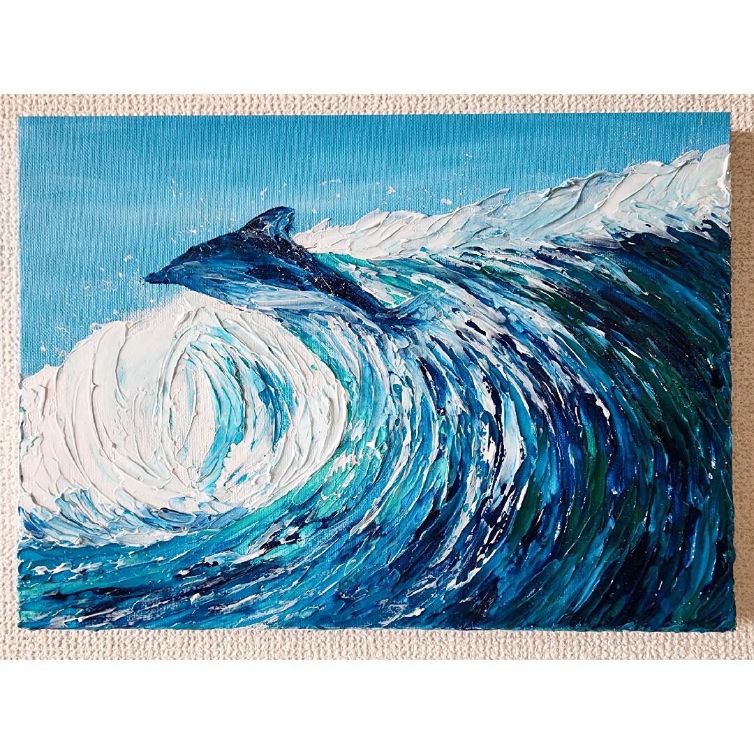 風景画 海 テクスチャーアート 抽象画 海の絵 夏 サーフィン アクリル