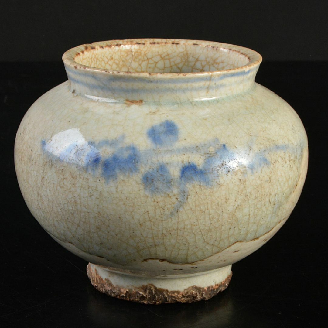 高麗青磁 白黒象嵌花文壺 李朝 朝鮮美術 高24㎝ 韓国美術