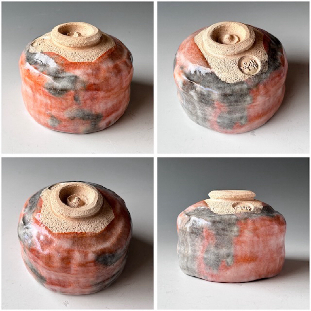 小川長楽作 楽焼 赤楽 三つ印 茶碗 共箱 茶道具 【公式通販】