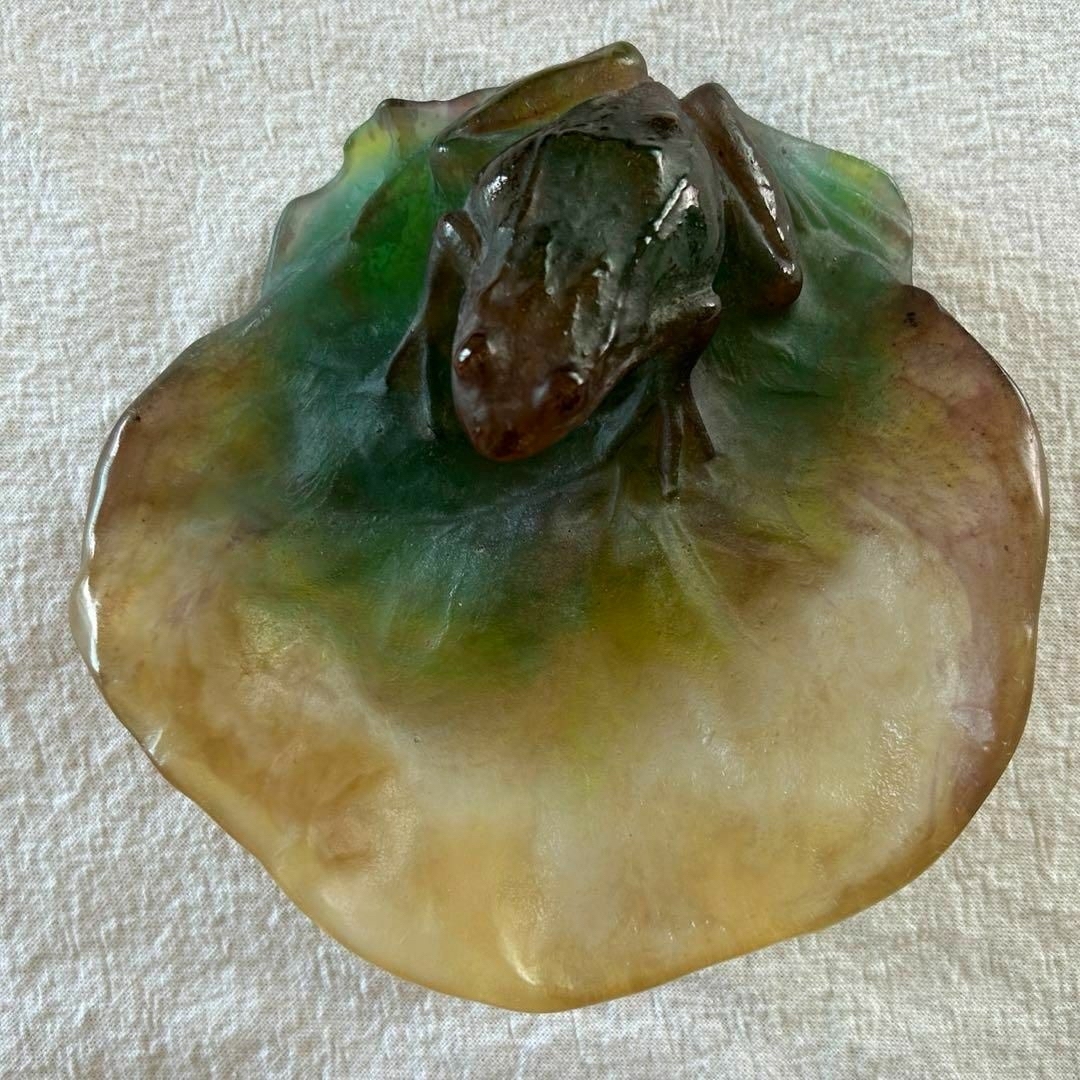 ドームフランス カエル 置物 クリスタル 水晶 浄化 フランス製ガラス